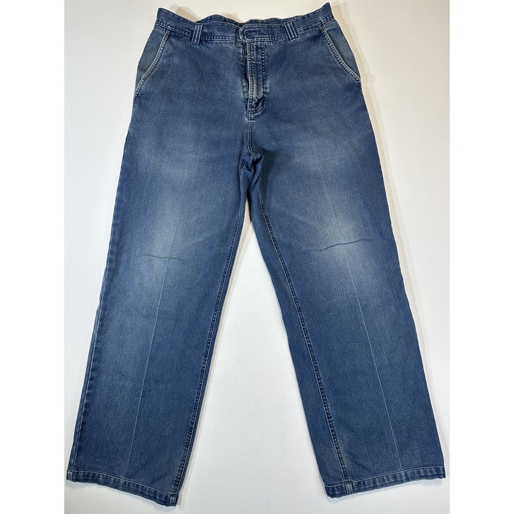 Mens Denim Chino Pants Straight Leg Blue 32x28 Ming Ren